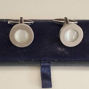 Alexandre of London Men's Cufflinks Silver Tone‎ Mother of Pearl